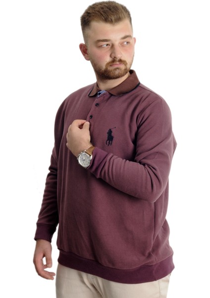 Büyük Beden Erkek Sweat Polo Selanik Horse 23442 Gül Kurusu fiyatları