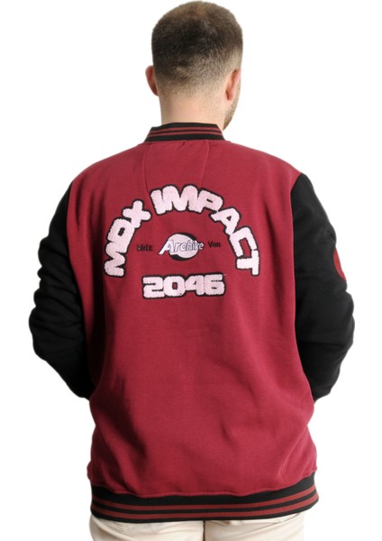 Büyük Beden Erkek Kolej Mont Spor Ceket 23628 Bordo fırsatları