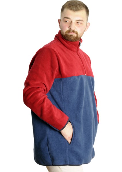 Erkek Sweat Polo Yaka Yarım Fermuarlı Polar 22552 Indigo