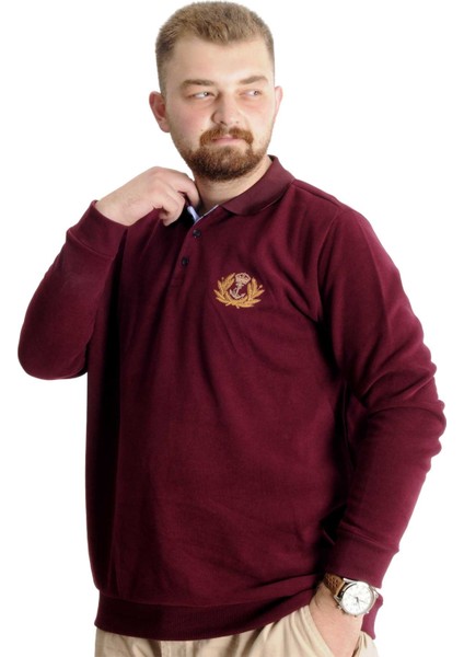 Büyük Beden Sweat Selanik Crown Of A King 23444 Bordo