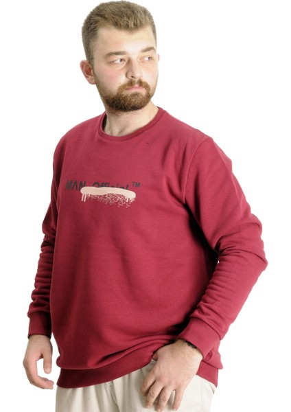 Büyük Beden Erkek Sweatshirt Bisiklet Yaka Man Official 23528 Bordo fiyatları