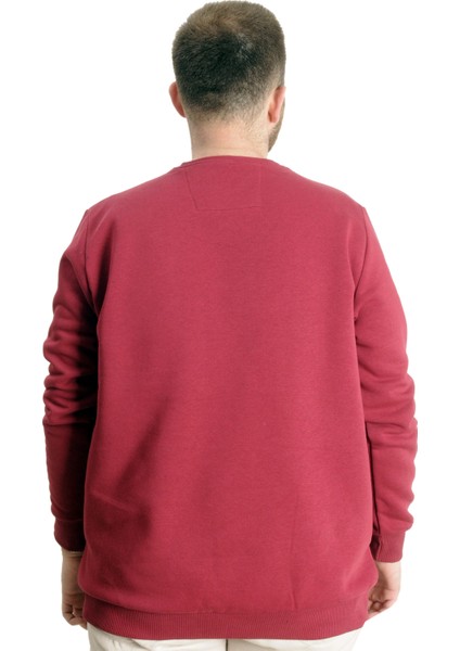 Büyük Beden Erkek Sweatshirt Bisiklet Yaka Man Official 23528 Bordo fırsatları