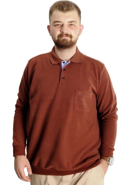 Büyük Beden Erkek Sweat Polo Selanik Basic 20441 Tarçın