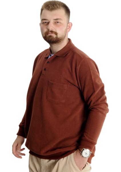 Büyük Beden Erkek Sweat Polo Selanik Basic 20441 Tarçın fiyatları