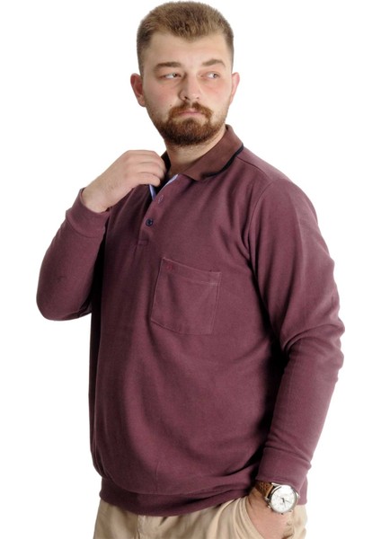 Büyük Beden Erkek Sweat Polo Selanik Basic 20441 Gül Kurusu fiyatları