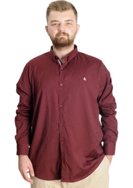 Büyük Beden Erkek Gömlek U.kol Tom Oxford 23303 Bordo