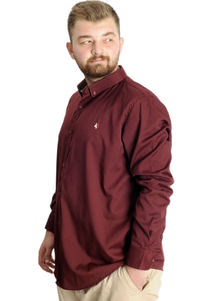 Büyük Beden Erkek Gömlek U.kol Tom Oxford 23303 Bordo fiyatları