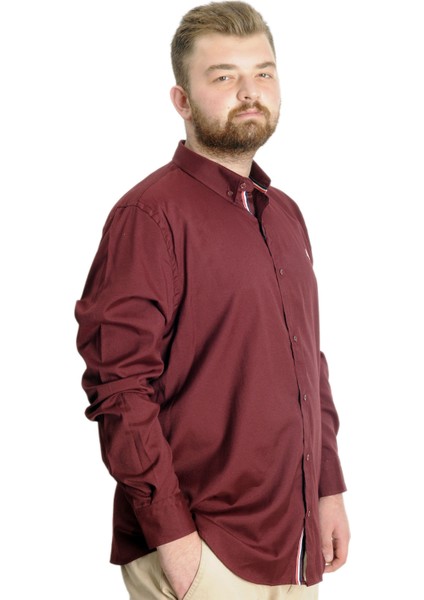 Büyük Beden Erkek Gömlek U.kol Tom Oxford 23303 Bordo modelleri