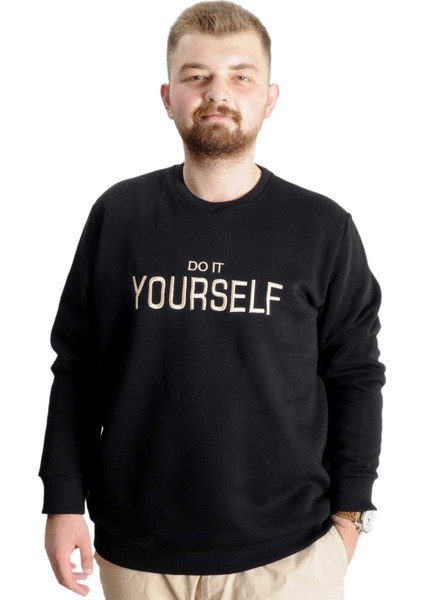 Büyük Beden Erkek Sweat Bisyaka Do It Yourself 23168 Siyah
