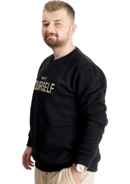 Büyük Beden Erkek Sweat Bisyaka Do It Yourself 23168 Siyah fiyatları
