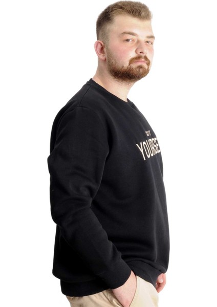 Büyük Beden Erkek Sweat Bisyaka Do It Yourself 23168 Siyah modelleri