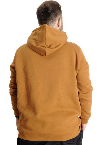 Mode Xl Büyük Beden Erkek Sweat Kapşon Cep Zippered Basic 20543 Camel