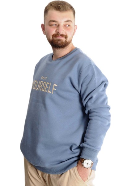 Büyük Beden Erkek Sweat Bisyaka Do It Yourself 23168 Mavi fiyatları