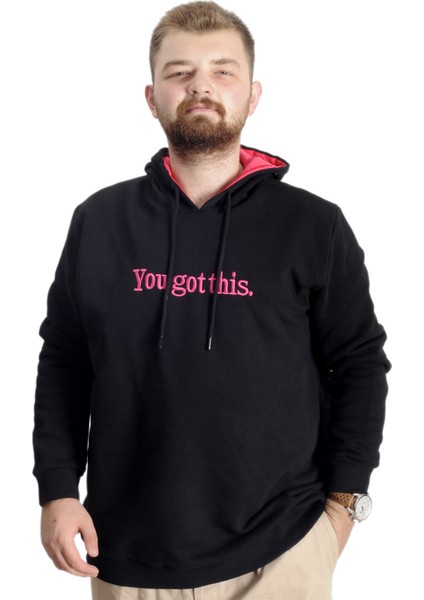 Büyük Beden Erkek Sweat Kapşon You Got This 23542 Siyah