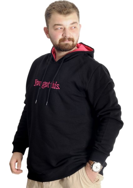 Büyük Beden Erkek Sweat Kapşon You Got This 23542 Siyah