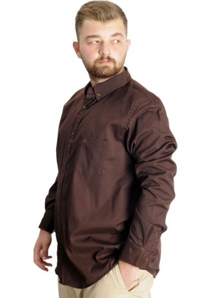 Büyük Beden Erkek Gömlek U.kol Cepli Oxford 20366 Kahverengi fiyatları