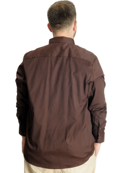 Büyük Beden Erkek Gömlek U.kol Cepli Oxford 20366 Kahverengi fırsatları