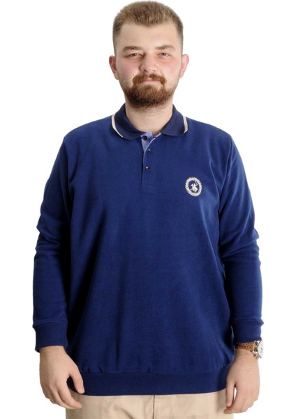 Büyük Beden Erkek Sweat Polo Selanik Horse 23440 Indigo