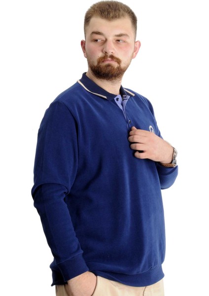 Büyük Beden Erkek Sweat Polo Selanik Horse 23440 Indigo modelleri