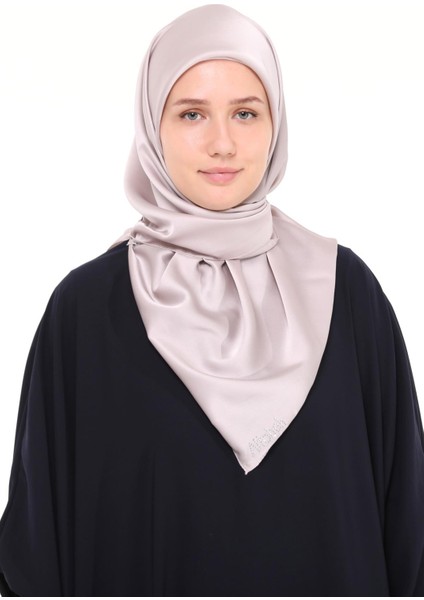 Kadın Saten Krep Düz Parlak Abiye Eşarp - Açık Vizon