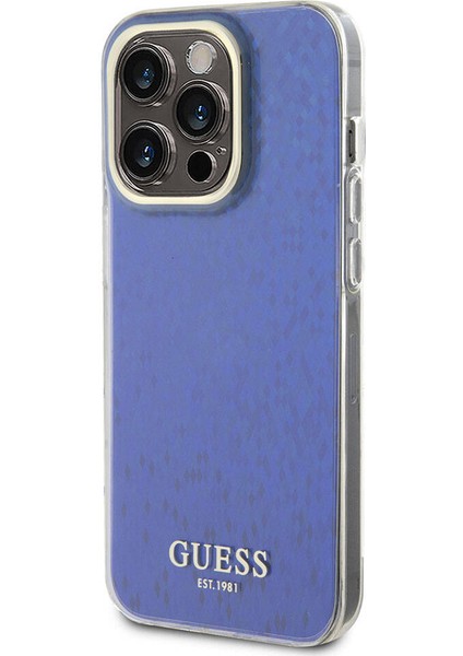 iPhone 15 Pro Max Uyumlu Kılıf Guess Orjinal Lisanslı Yazı Logolu Mirror Disco Kapak Mor