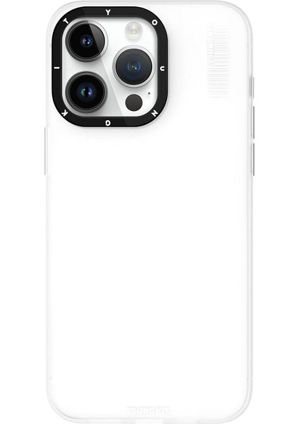 iPhone 15 Pro Max Uyumlu Kılıf Buzlu Mat Tasarım Youngkit Hidden Sand Serisi Kapak Beyaz