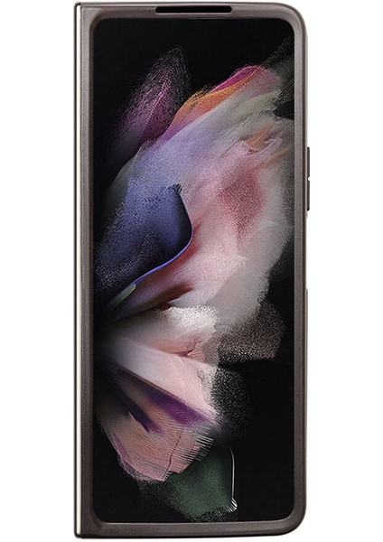 Galaxy Z Fold 5 Kılıf Guess Orjinal Lisanslı Pu Deri Taşlı Üçgen Logo 4g Desenli Strass Kahverengi