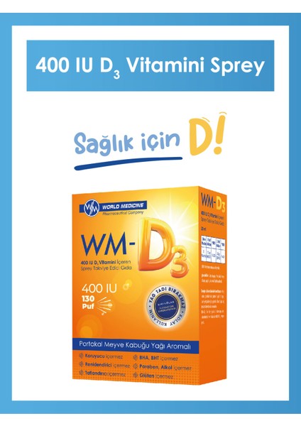 WM-D3 400 IU D3 Vitamini İçeren Sprey Takviye Edici Gıda