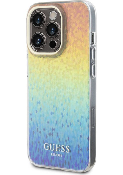 iPhone 15 Pro Uyumlu Kılıf Guess Orjinal Lisanslı Yazı Logolu Mirror Disco Kapak Colorful modelleri
