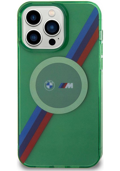 iPhone 15 Pro Max Kılıf Bmw Magsafe Şarj Özellik Transparan Tricolor Stripes Orjinal Lisanslı Yeşil fırsatları