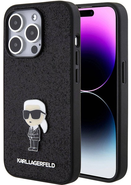 iPhone 15 Pro Max Uyumlu Kılıf Ikonik Fixed Glitter Metal Logo Orjinal Lisanslı Siyah fiyatları