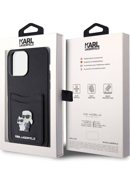 iPhone 15 Pro Max Uyumlu Kılıf Kartlıklı Metal Logo Orjinal Lisanslı Kapak Siyah indirimleri