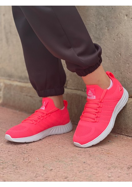 Running Kadın Koyu Pembe Beyaz Kaymaz Taban Ortopedik Nefes Alabilen Garantili Rahat Hafif Günlük Sneaker Yürüyüş Koşu Spor Ayakkabısı EW0127H