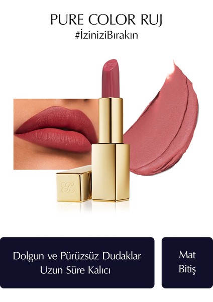 Estee Lauder Mat Bitişli Ruj - Pure Color Matte Lipstick - 3.5gr - Renk: 420 Rebellious Rose