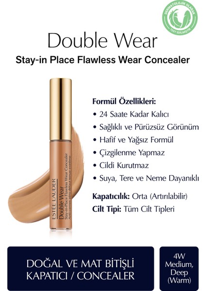 Estee Lauder Kapatıcı - Double Wear Stay-in-Place Flawless Wear Concealer - Renk: 4W Medium Deep (Warm) 7ml