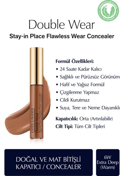 Estee Lauder Kapatıcı - Double Wear Stay-in-Place Flawless Wear Concealer - Renk: 6W Extra Deep (Warm) 7ml