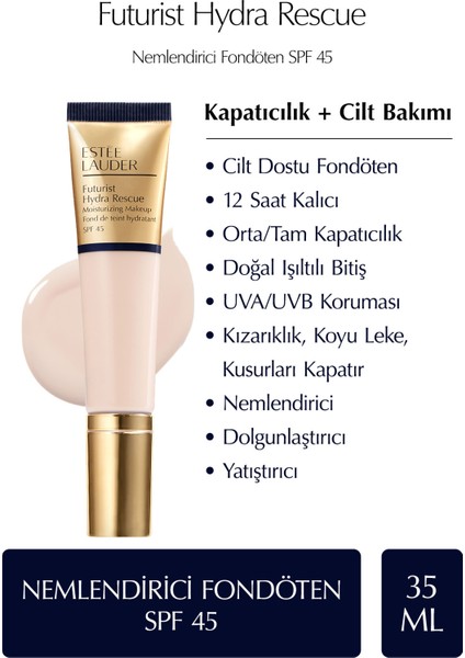 Futurist Hydra Rescue SPF 45 Nemlendirici Fondöten 35ml - Renk: 1N0 Porcelain
