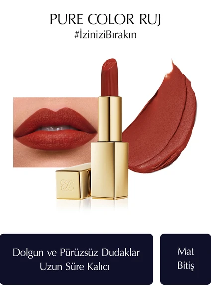 Estee Lauder Mat Bitişli Ruj - Pure Color Matte Lipstick - 3.5gr - Renk: 333 Persuasive