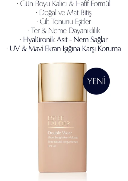 Estee Lauder Double Wear Sheer Işıltı ve Nem Etkili Hafif Dokulu Fondöten SPF20 - 30ml Renk:2C3 Fresco