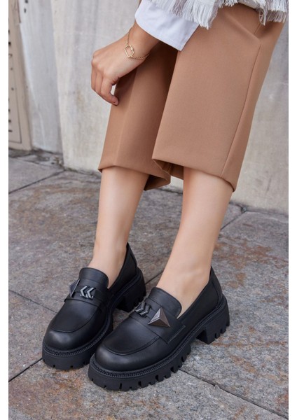 Georgiana Siyah Deri Kadın Loafer indirimleri