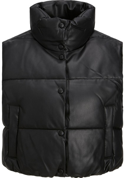 Jxbreezy Faux Leather Kadın Siyah Yelek 12236382-Black