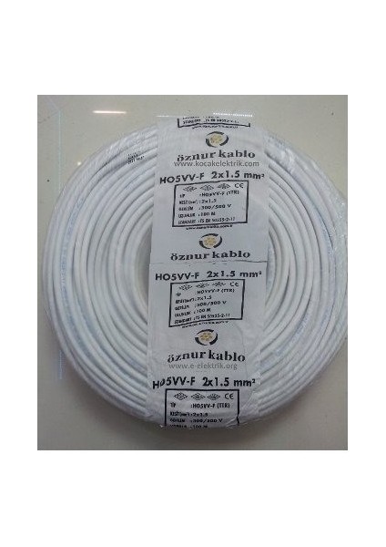 10 Metre 2x1,5 Ttr H05VV-F Beyaz Öznur Kablo modelleri