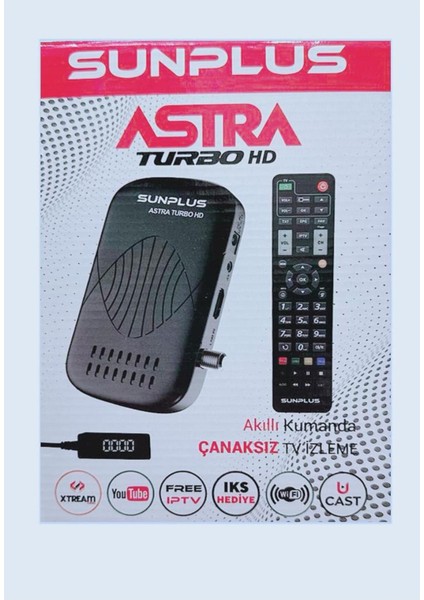 Astra Turbo HD2023 Çanaklı-Çanaksız Wi-Fi Dahil Full Hd Sınırsız Sinema Paketli Uydu Alıcısı