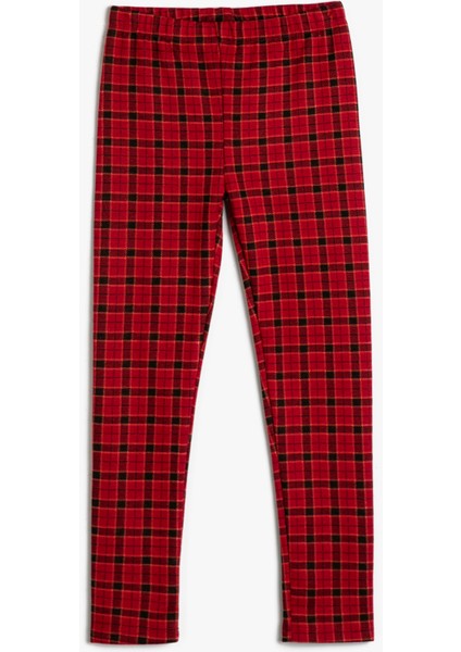 Ekoseli Tayt Beli Lastikli