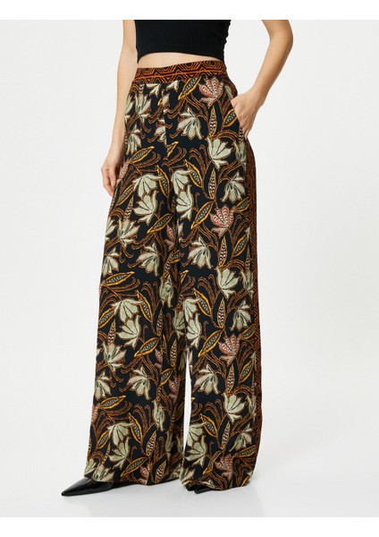 Bol Paça Pantolon Etnik Desenli Cepli Yüksek Bel modelleri
