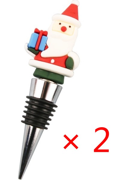 Iki Paket Noel Baba Pvc Malzeme Kırmızı Şarap Tıpası (Yurt Dışından)