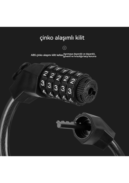 Bisiklet Beş Haneli Bisiklet Taşınabilir Kalın ve Uzun Şifreli Kilit (Yurt Dışından) fiyatları