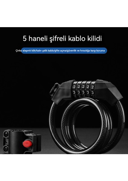Bisiklet Beş Haneli Bisiklet Taşınabilir Kalın ve Uzun Şifreli Kilit (Yurt Dışından) modelleri