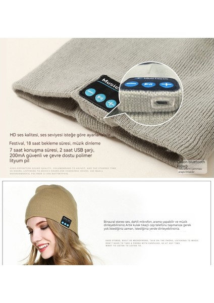 Kışlık Örgü Bere Müzikli Bluetooth Kulaklık (Yurt Dışından)