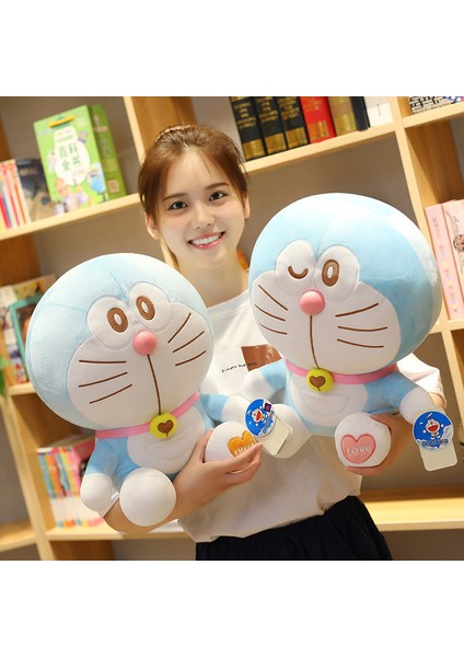 30CM Doraemon Kalp Göz Kırpan Peluş Oyuncak (Yurt Dışından)